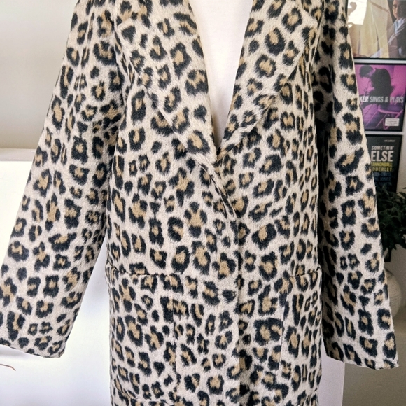 🏷️Mark Alan New York Leopard Print Longline Wool Blend Snap Front Coat Plus 2X - Picture 6 of 12